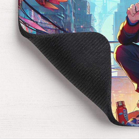 Anime Boy and Dragon in einer dystopischen Welt Mousepad (Ecke)