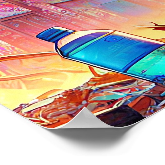 Anime Boy and Dragon in einer dystopischen Welt Poster (Ecke)