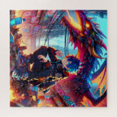 Anime Boy and Dragon in einer dystopischen Welt Puzzle (Horizontal)