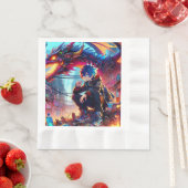 Anime Boy and Dragon in einer dystopischen Welt Serviette (Beispiel)