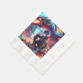 Anime Boy and Dragon in einer dystopischen Welt Serviette (Ecke)