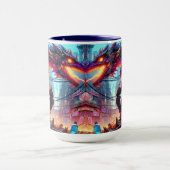 Anime Boy and Dragon in einer dystopischen Welt Tasse (Zentrum)
