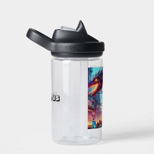 Anime Boy and Dragon in einer dystopischen Welt Trinkflasche (rechts)