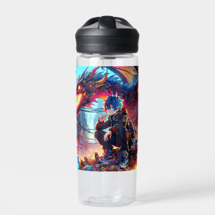 Anime Boy and Dragon in einer dystopischen Welt Trinkflasche