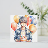 Anime Boy Geburtstag Karte (Stehend Vorderseite)