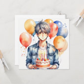 Anime Boy Geburtstag Karte (Vorderseite/Rückseite Beispiel)