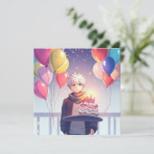 Anime Boy Geburtstagkarte (Stehend Vorderseite)