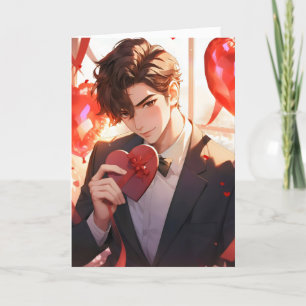 Anime Boy Liebe Elegant Feiertagskarte