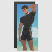 Anime Boy on Beach Magnetkarte (Vorne/Hinten)
