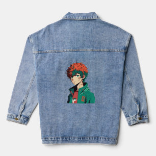 Anime Boy: Orange und Grünes Haar - Manga Delight Jeansjacke