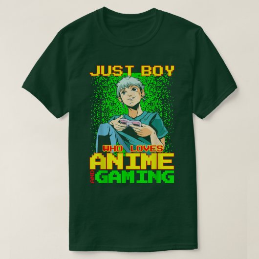 Anime Boy Playing Video Games Funny  T-Shirt (Design vorne)