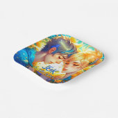 Anime Boy und Girl Floral Couple Personalisiert Pappteller (Gewinkelt)