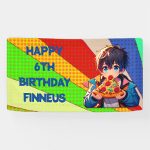 Anime Boys Pizza-Party Personalisiert