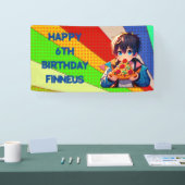 Anime Boys Pizza-Party Personalisiert Banner (Messe)