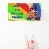 Anime Boys Pizza-Party Personalisiert Banner (InSitu)