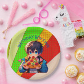 Anime Boys Pizza-Party Personalisiert Pappteller (Party)