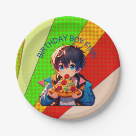 Anime Boys Pizza-Party Personalisiert Pappteller