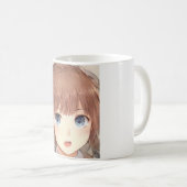 Anime braunhaariges Mädchen mit blauen Augen überr Kaffeetasse (VorderseiteRechts)