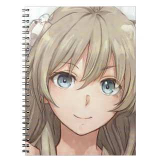 Anime brown-haired girl with blue eyes notizblock