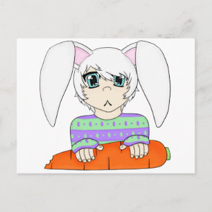 Anime Bunny Rabbit Boy mit Karotte Postkarte