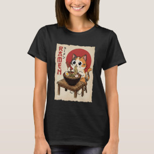 Anime Buntkatze isst Nudeln Lustig Kawaii T-Shirt