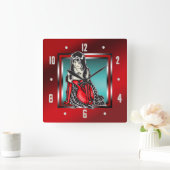 Anime Cartoon Vampire Girl Wall Clock Quadratische Wanduhr (Zuhause)