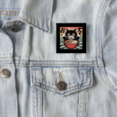 Anime Cat Eating Ramen Funny Japanischer Retro Sti Button (Beispiel)