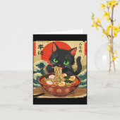 Anime Cat Eating Ramen Japanese Art Graphic Cat Cu Karte (Gelbe Blume)
