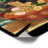 Anime Cat Eating Ramen Japanese Art Graphic Cat Cu Poster (Ecke)