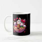 Anime Cat Eating Ramen Noodles With Hearts Valenti Kaffeetasse (Links)