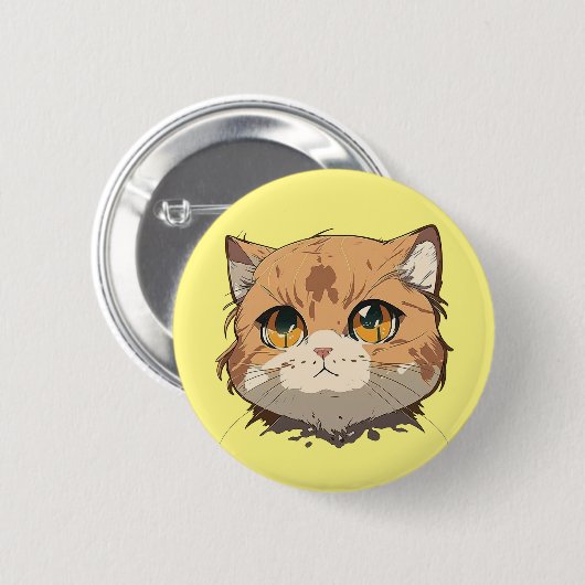 Anime Cat Face Button (Vorne & Hinten)
