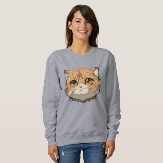 Anime Cat Face Sweatshirt (Vorne ganz)