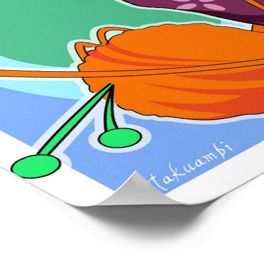 Anime Cat Girl & Cat mit Garnball Poster (Ecke)