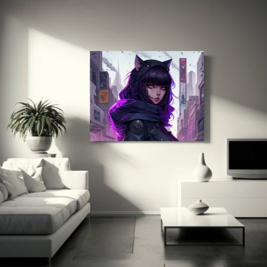 Anime Cat Girl Poster Leinwanddruck