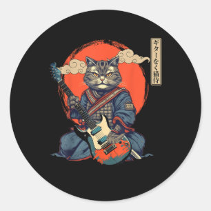 Anime Cat Japanisch Samurai Tattoo Kawaii Ninja Gu Runder Aufkleber