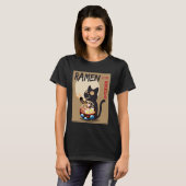 Anime Cat Ramen Instant Noodles Funny Japanese Cat T-Shirt (Vorne ganz)