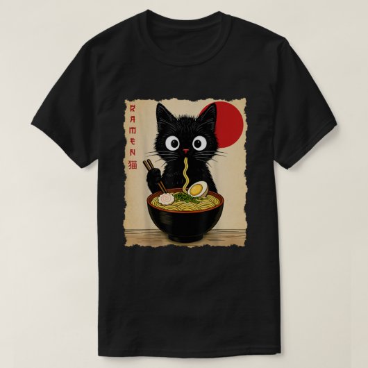 Anime Cat Ramen Japanese Funny Cat Graphic T-Shirt (Design vorne)