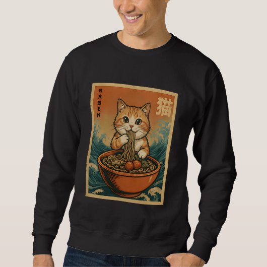 Anime Cat Ramen Japanese Funny Graphic Tees Kawaii (Vorderseite)