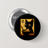 Anime Cat Ramen Japanese Funny Graphic Tees Kawaii Button (Vorne & Hinten)