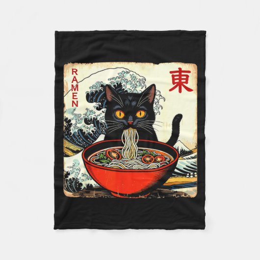 Anime Cat Ramen Japanese Funny Graphic Tees Kawaii Fleecedecke (Vorderseite)