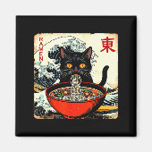 Anime Cat Ramen Japanese Funny Graphic Tees Kawaii Magnet (Vorne)