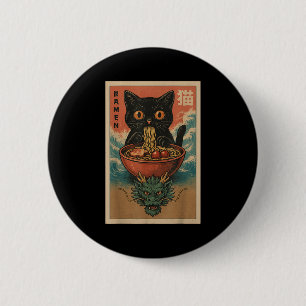 Anime Cat Ramen Japanisch Funny Art Kawaii Cat und Button