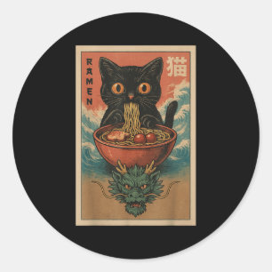 Anime Cat Ramen Japanisch Funny Art Kawaii Cat und Runder Aufkleber