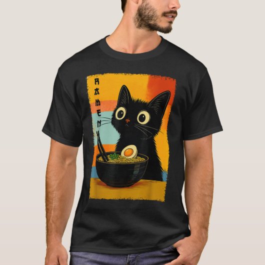 Anime Cat Ramen Japanisch Kawaii Cat Anime T-Shirt (Vorderseite)