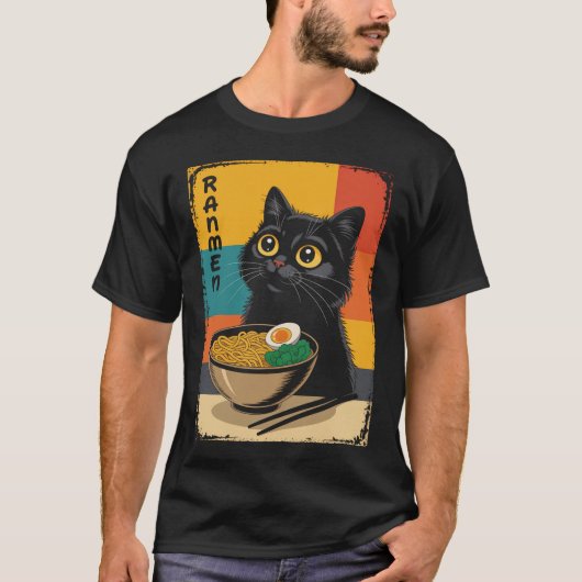 Anime Cat Ramen Japanisch T-Shirt (Vorderseite)