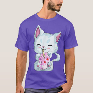 Anime Cat Strawberry Milk Shirt für Mädchen, K