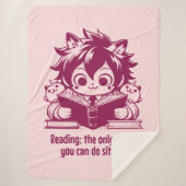 Anime Catboy liest ein Buch & ein lustiges Buchang Sherpadecke (Vorderseite)