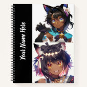 Anime Catgirl 8.5" x 11" Spiral Sketchbook Notizblock (Vorderseite)