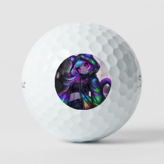Anime Catgirl Night Glow Golfball