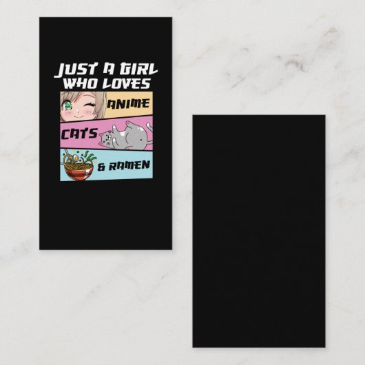 Anime Cats Ramen Otaku Japan Lover Anime Girl Visitenkarte (Vorne/Hinten)